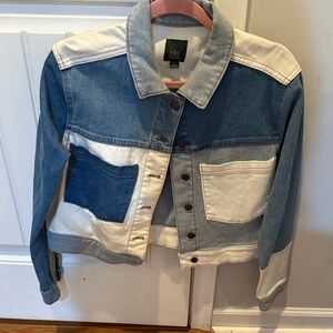 Women’s, size medium, Wild Fable Blue and Cream Patchwork Jean Jacket